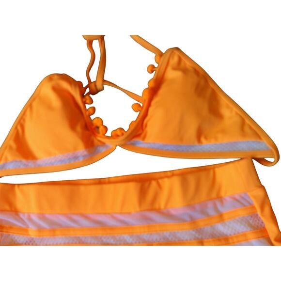 Flygo Women’s Mesh High-Waisted Bikini Set Tassel Trim Halter Top Size Med NWOT - Picture 5 of 10